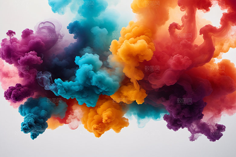 彩色烟雾质感漂浮背景图