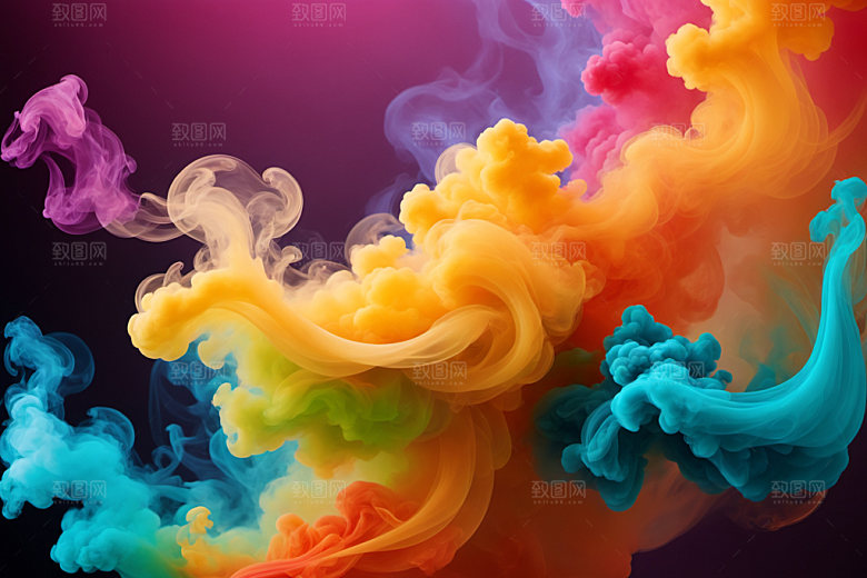 彩色烟雾立体炫彩背景图