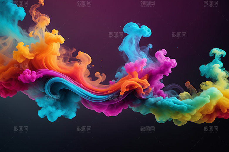 彩色烟雾漂浮高清背景图