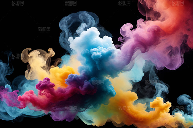 彩色烟雾艺术感立体背景图