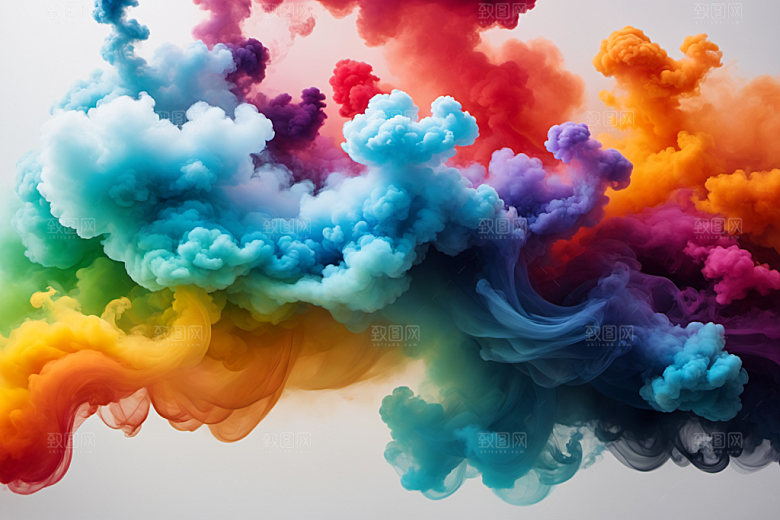 彩色烟雾艺术感漂浮背景图