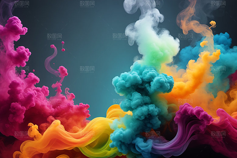 彩色烟雾漂浮炫彩背景图