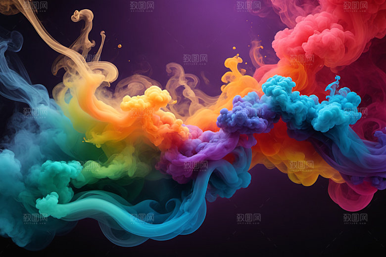 彩色烟雾抽象艺术感背景图