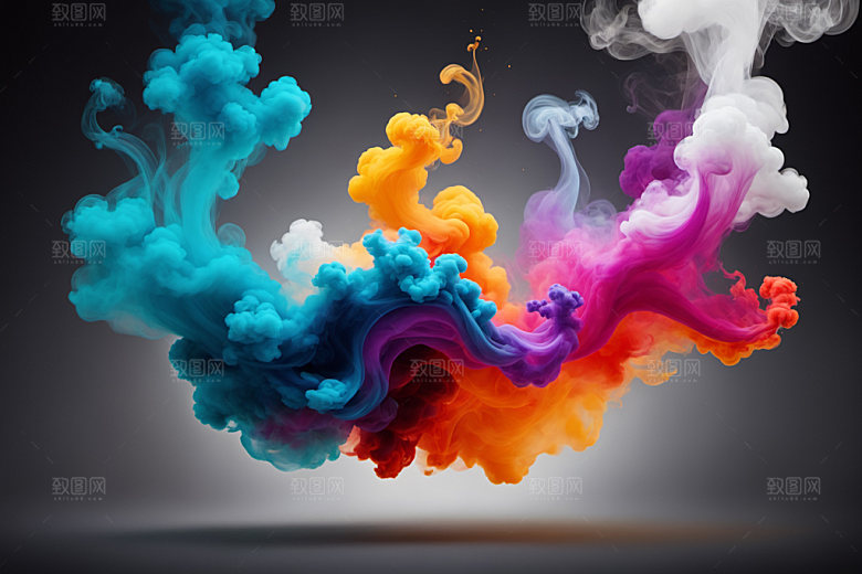 彩色烟雾质感立体背景图