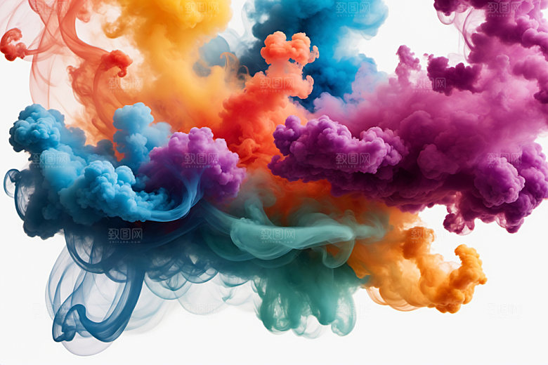 彩色烟雾艺术感漂浮背景图