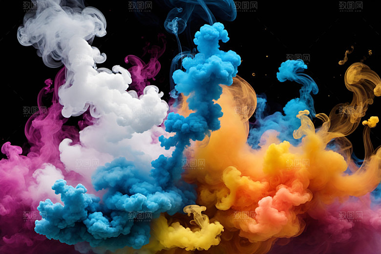 彩色烟雾漂浮炫彩背景图