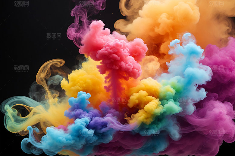 彩色烟雾立体质感背景图