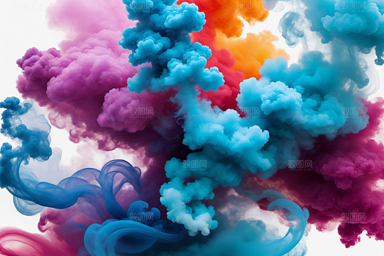 彩色烟雾立体炫彩背景图