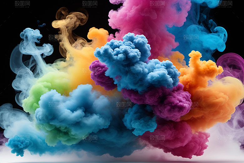 彩色烟雾艺术感炫彩背景图
