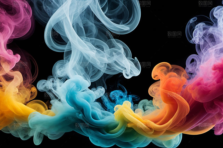彩色烟雾立体艺术感背景图