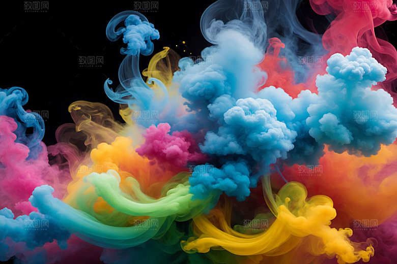 彩色烟雾抽象艺术感背景图