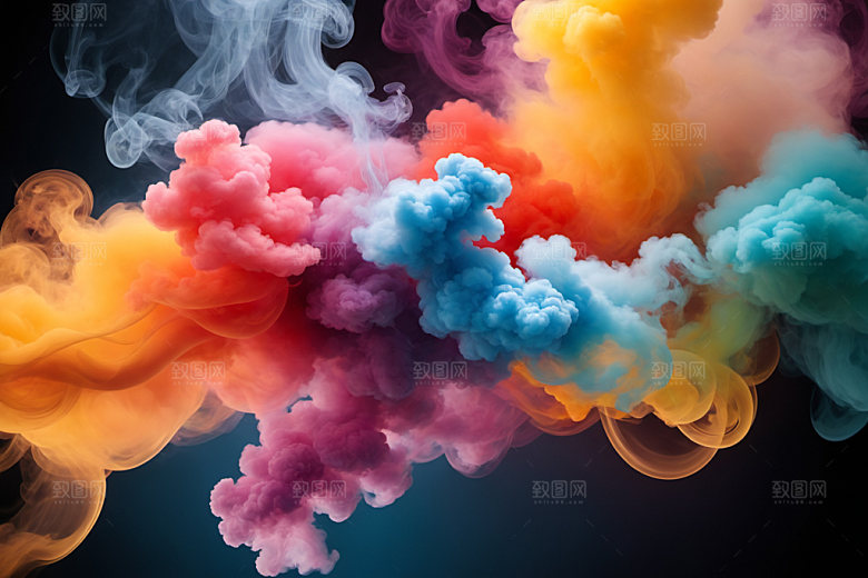 彩色烟雾立体抽象背景图
