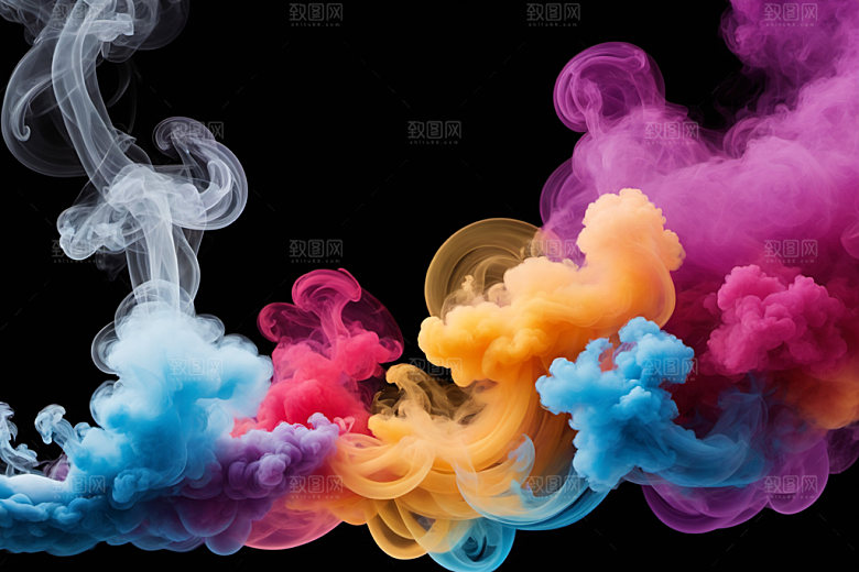 彩色烟雾质感立体背景图