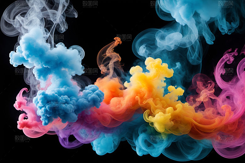 彩色烟雾质感立体背景图