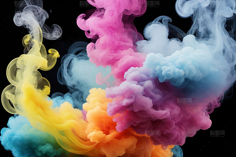 彩色烟雾立体艺术感背景图
