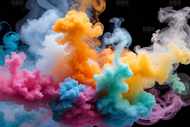 彩色烟雾炫彩抽象背景图