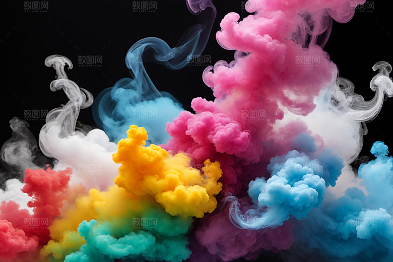 彩色烟雾艺术感高清背景图