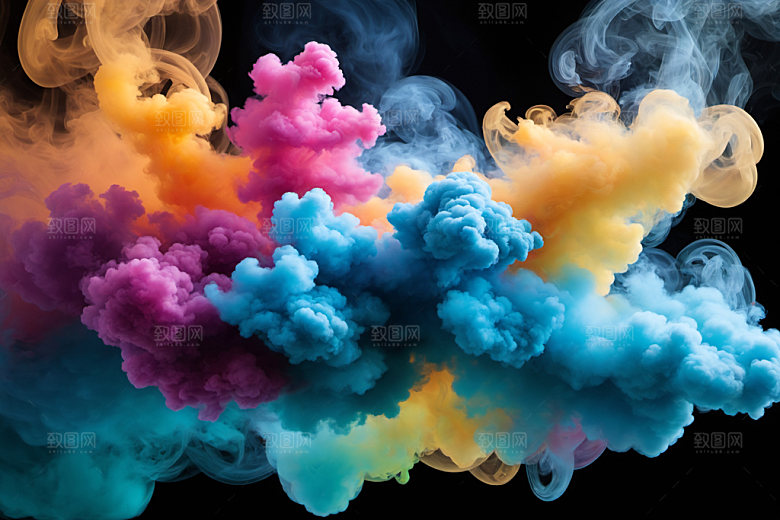 彩色烟雾艺术感立体背景图