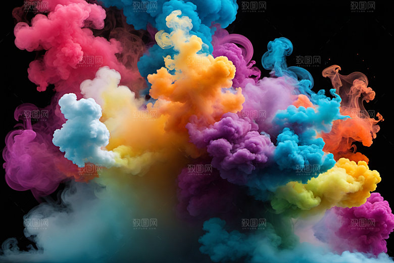 彩色烟雾质感漂浮背景图