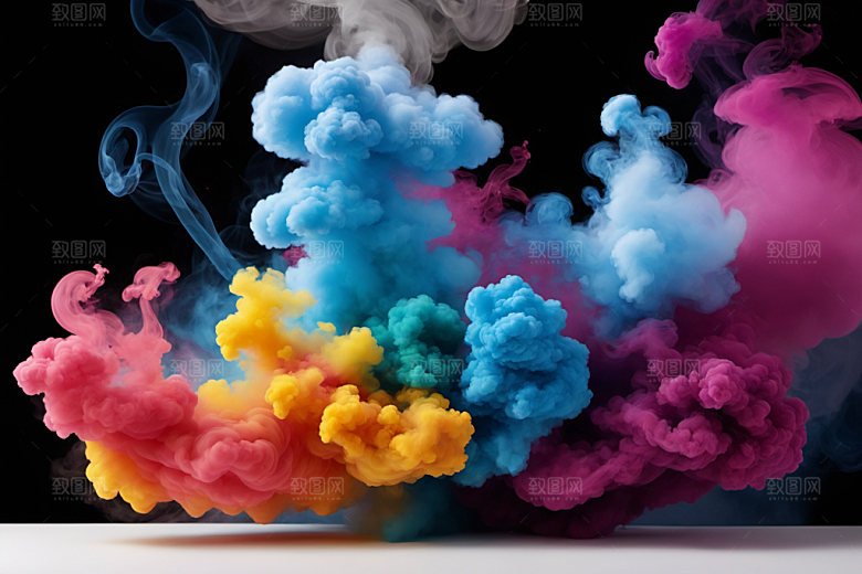彩色烟雾艺术感抽象背景图