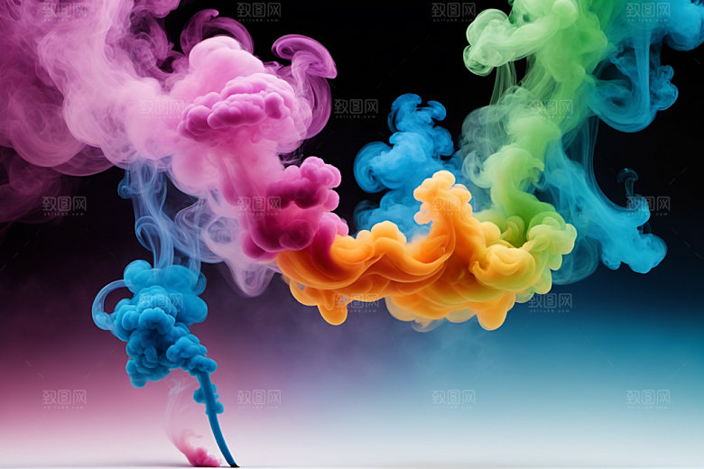 彩色烟雾漂浮艺术感背景图