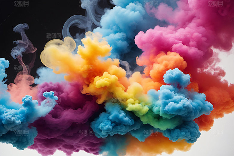 彩色烟雾立体质感背景图