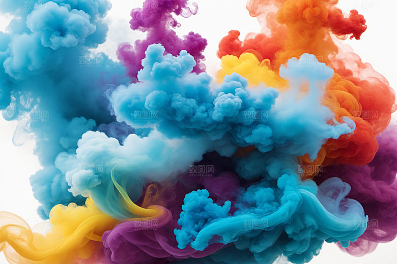 彩色烟雾质感漂浮背景图