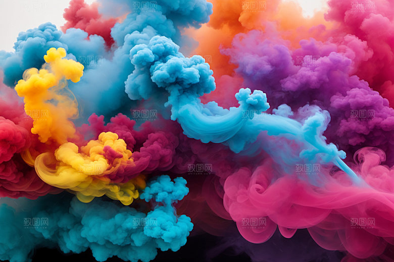彩色烟雾抽象立体背景图