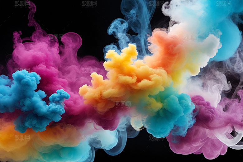 彩色烟雾艺术感漂浮背景图