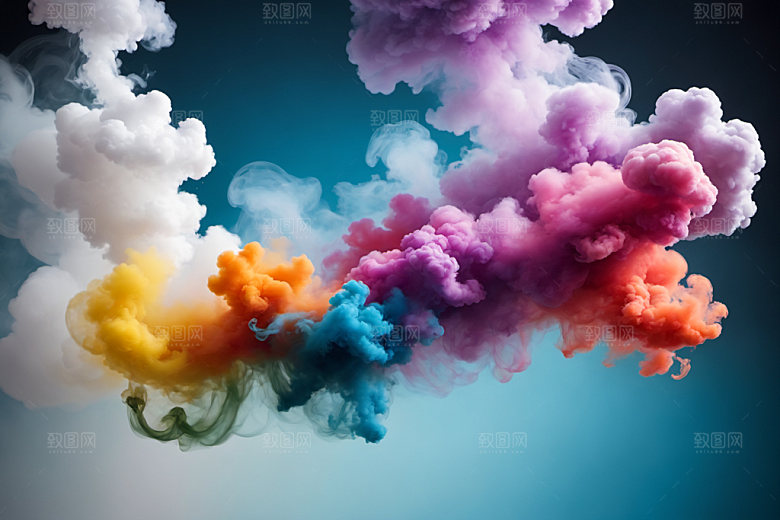 彩色烟雾立体艺术感背景图