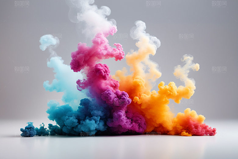 彩色烟雾艺术感立体背景图