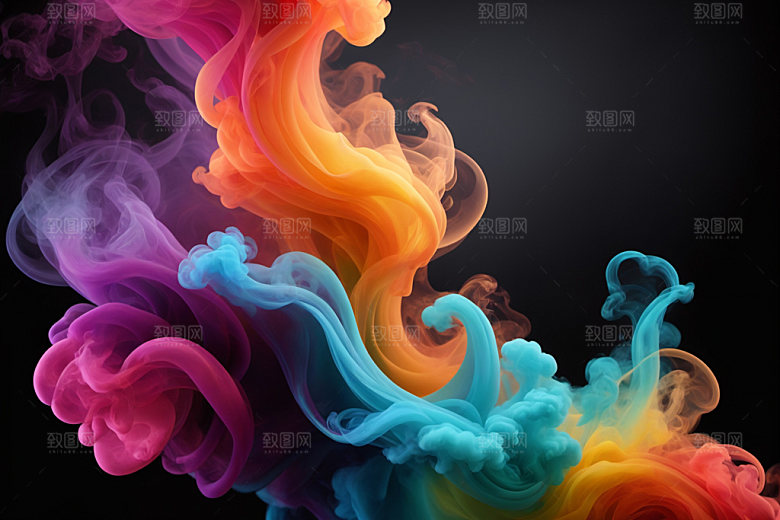 彩色烟雾艺术感炫彩背景图