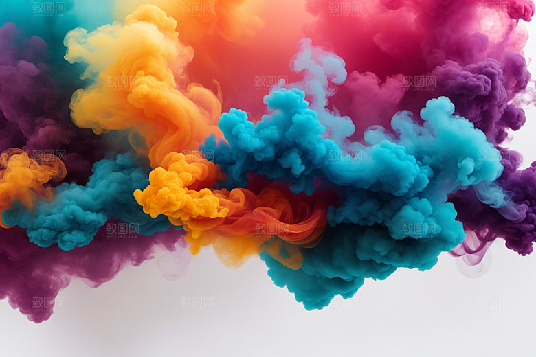 彩色烟雾艺术感立体背景图