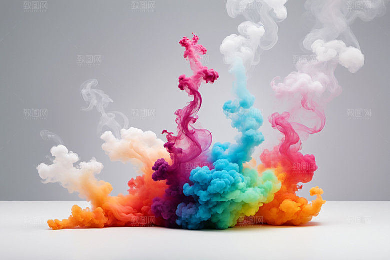 彩色烟雾抽象艺术感背景图