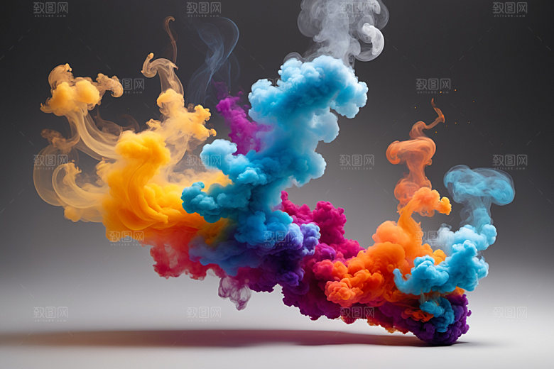 彩色烟雾艺术感立体背景图