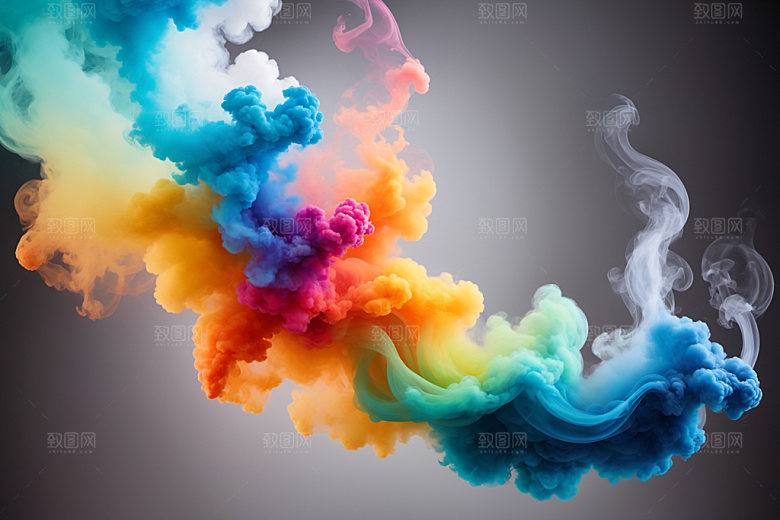 彩色烟雾炫彩立体背景图
