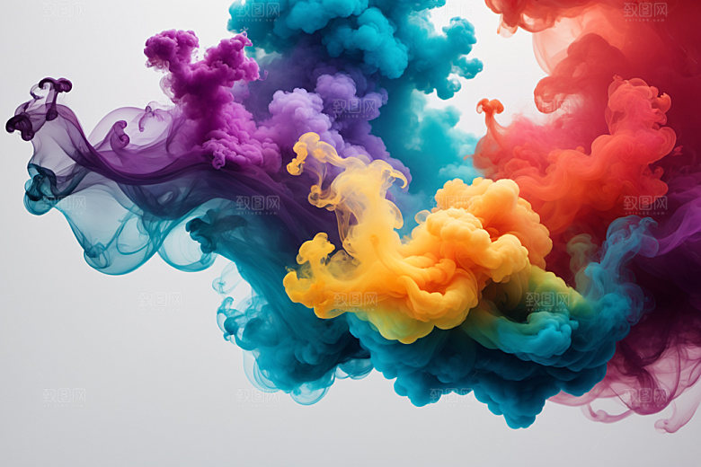 彩色烟雾质感立体背景图