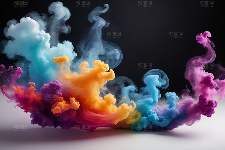 彩色烟雾高清立体背景图