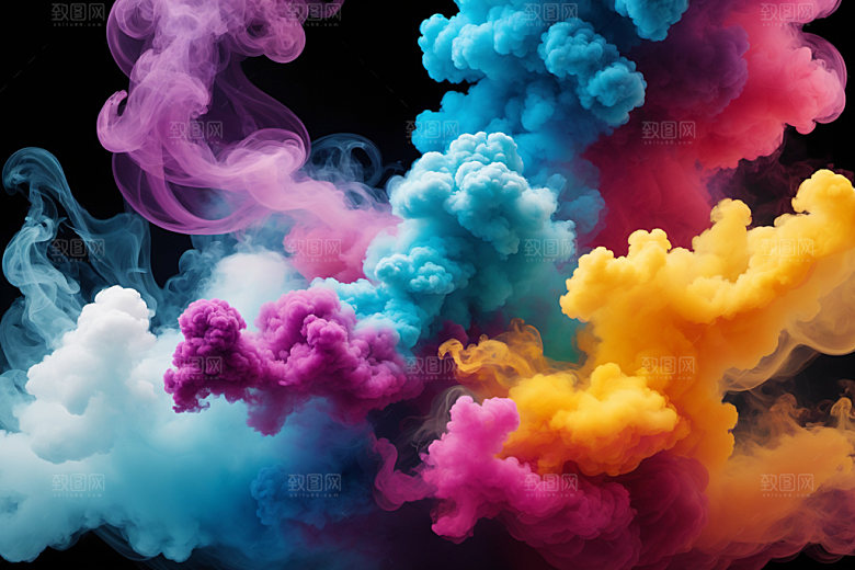 彩色烟雾炫彩质感背景图
