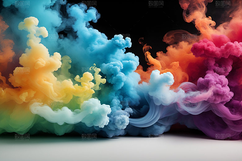 彩色烟雾质感立体背景图