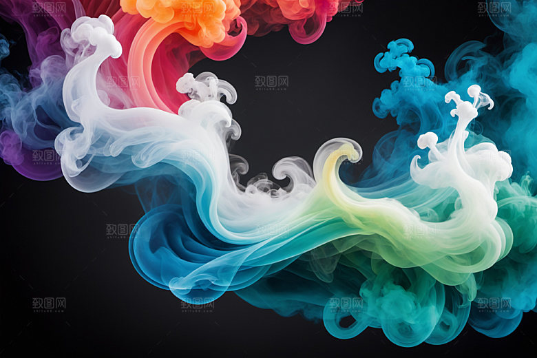 彩色烟雾漂浮炫彩背景图