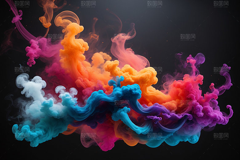 彩色烟雾立体炫彩背景图