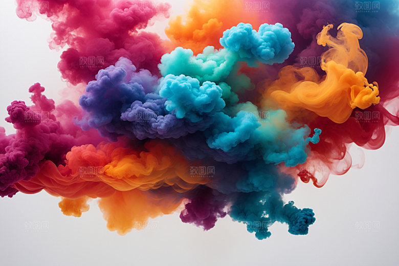 彩色烟雾抽象漂浮背景图