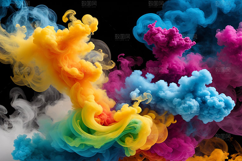 彩色烟雾立体炫彩背景图