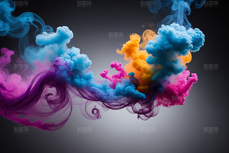 彩色烟雾炫彩漂浮背景图