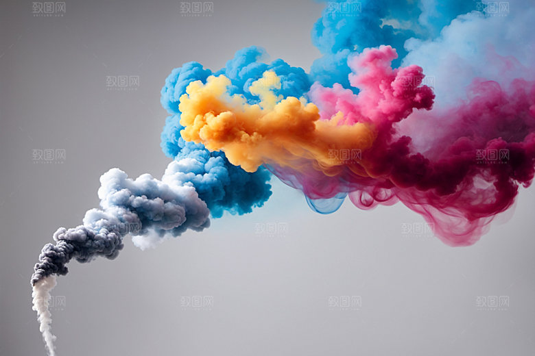 彩色烟雾艺术感抽象背景图