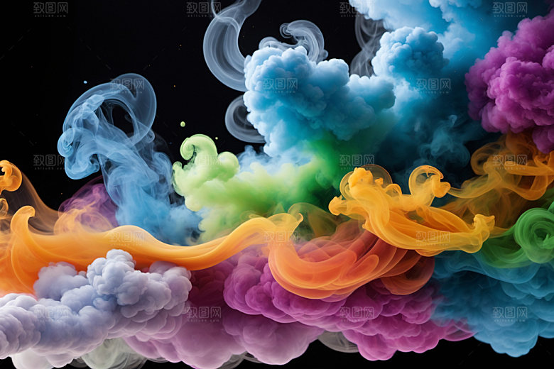 彩色烟雾漂浮质感背景图