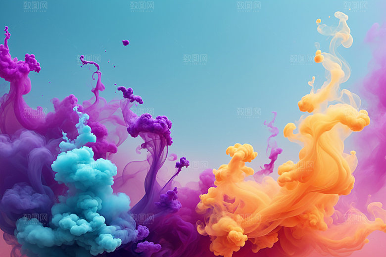 彩色烟雾漂浮炫彩背景图