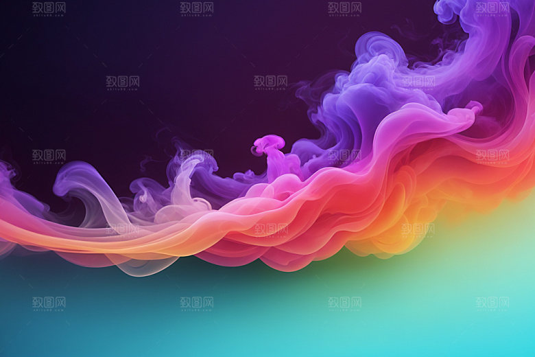 彩色烟雾抽象艺术感背景图