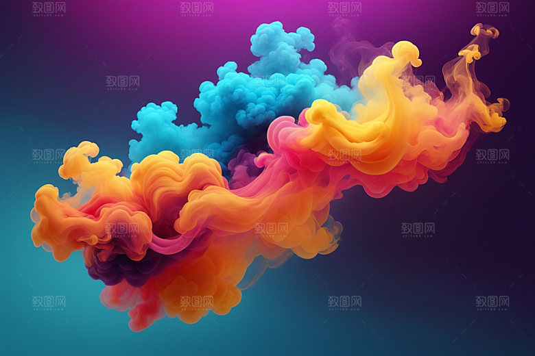 彩色烟雾立体高清背景图